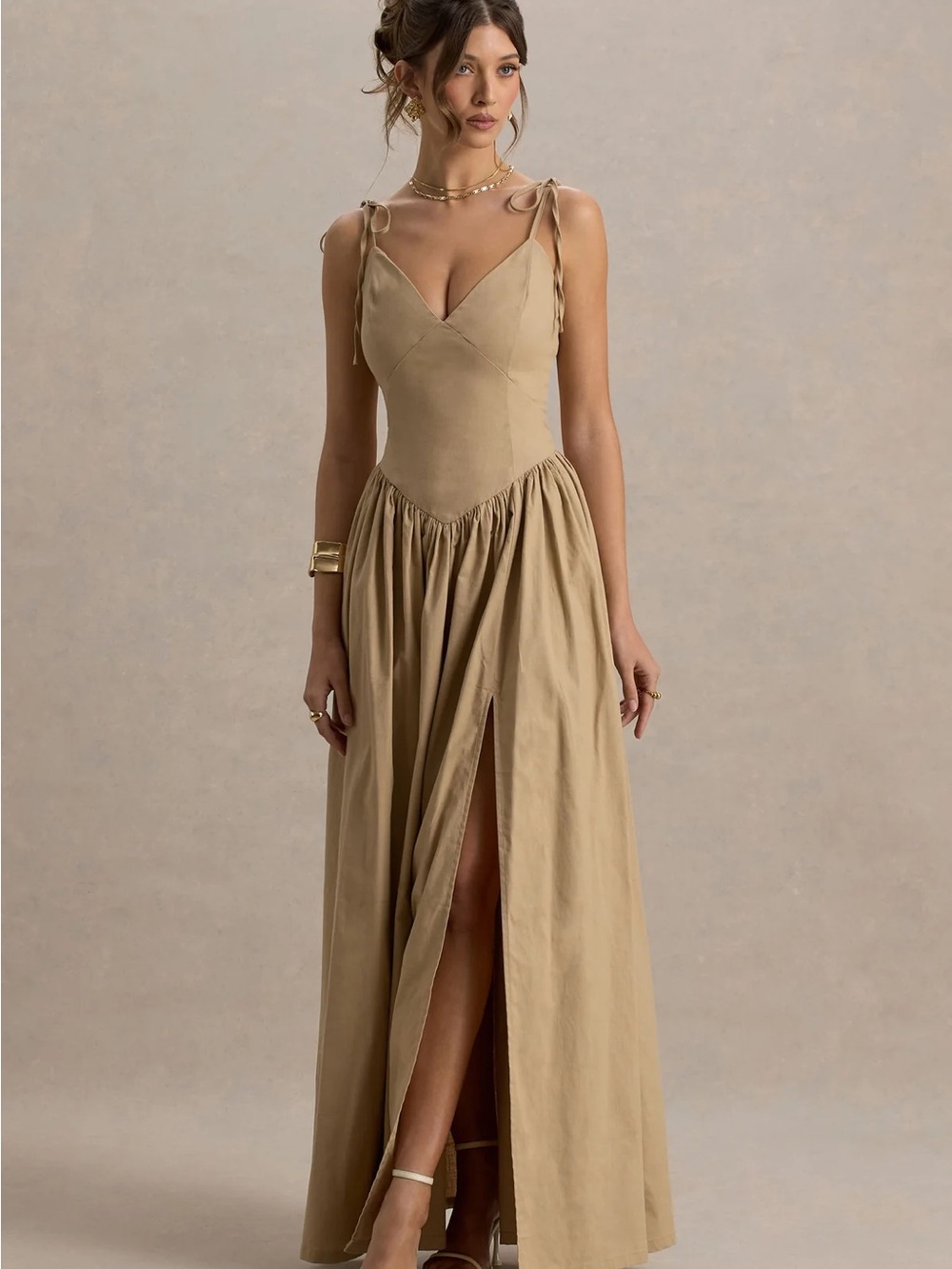 Club L London Tie-Strap Maxi Dress
